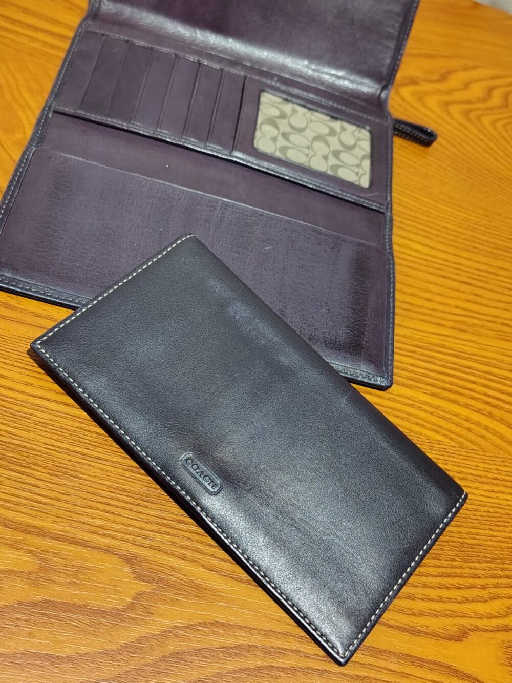 Vintage Coach Hampton Purple Leather Trifold Wallet - Picture 6 of 11
